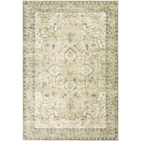 Laurel Foundry Modern Farmhouse Hinkson Oriental Machine Woven Area Rug in Cream/Sage & Reviews | Wayfair Surya Rugs, Cream Area Rug, Cream Rug, Area Rug Collections, Kelly Clarkson, Neutral Colour Palette, Fabric Rug, Traditional Area Rugs, Nebraska Furniture Mart