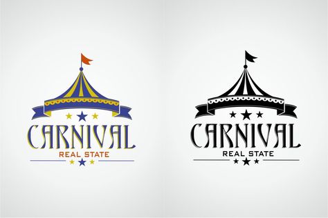 Carnival Logo, Circus Tattoo, Logo Typo, Carnival Design, Real Estate Design, Typo Logo Design, Estate Logo Design, Estate Design, Smile Icon