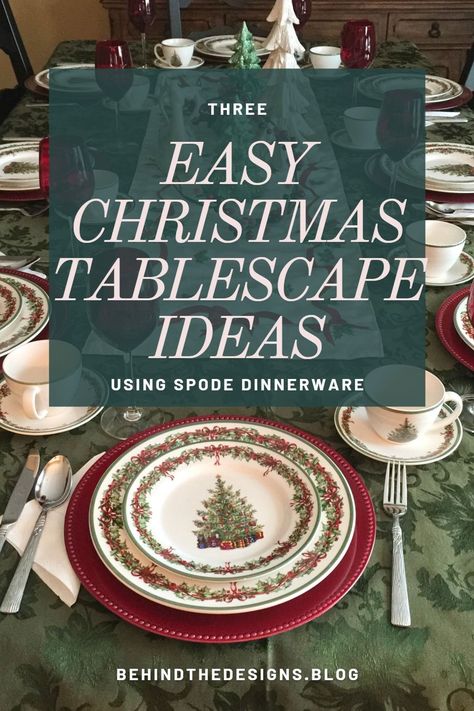 Get three easy Christmas tablescape ideas using Spode Tree Dinnerware. Formal Dinner Table, Christmas Table Setting, Christmas Tree On Table, Christmas Entertaining, Tablescape Ideas, Christmas Tablescape, Days Before Christmas, Spode Christmas Tree, Holiday Tablescapes