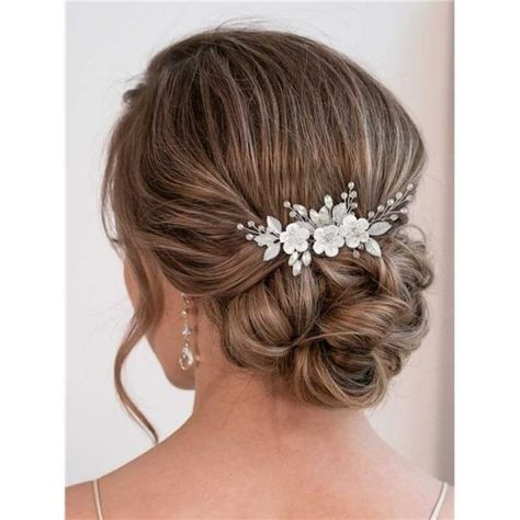 - New! - Size: Height 2.9in, Length 4.7in. - Wedding Bridal Accessories Gift Thank You! Bride Hair Piece, Wedding Bridal Hair, Wedding Hair Up, Hair Comb Clips, Wedding Hair Inspiration, Bride Hair Accessories, Flower Headpiece, Hair Comb Wedding, Wedding Hair Pieces