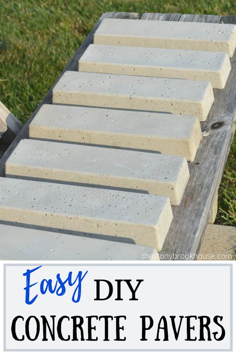 DIY Concrete Bricks Diy Pavers Mold, Diy Concrete Pavers, Concrete Pavers Diy, Concrete Pavers Walkway, Concrete Molds Diy, Concrete Edging, Pavers Diy, Concrete Path, Bricks Diy