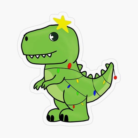 Tree Rex, Plastic Stickers, Christmas Cartoons, Personalized Water Bottles, Christmas Stickers, Christmas Design, T Rex, Cute Designs, Family Fun