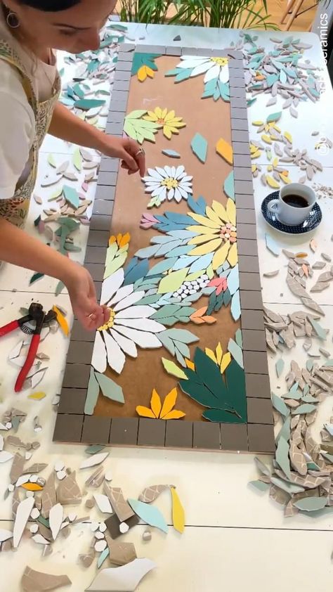 BEAUTIFUL DIY FLOWER TILE ARRANGEMENT FOR YOUR GARDEN | Pinterest | Mosaic art diy, Mosaic art projects, Mosaic art Mosaic Art Diy, Mosaic Art Projects, Flower Tile, Diy Decor Ideas, Home Diy Decor, Budget Home, Diy Crafts To Do, Mosaic Projects, Home Diy Projects