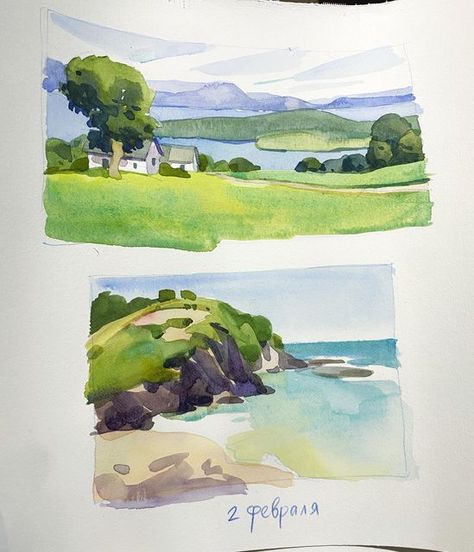 Watercolor Studies, Watercolor Urban Sketching, Watercolor Study, Watercolor Art Inspiration, Landscape Watercolor, Loose Watercolor Paintings, Color Pencil Illustration, Travel Art Journal, Nz Art