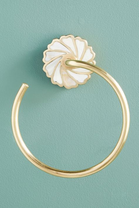 Gracie Towel Ring | Anthropologie Unique Cabinets, Towel Ring, Bhldn Weddings, Towel Rings, Towel Hooks, Bathroom Hardware, Mother Pearl, Earmuffs, Towel Bar