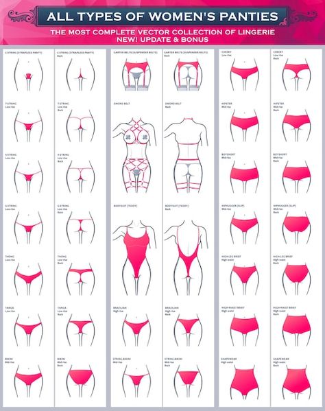 Types womens panties collection of lingerie Pola Bra, Clothing Guide, Fashion Terms, Panty Style, Fashion Vocabulary, Types Of Women, Bra Types, Drawing Clothes, Fashion Design Clothes