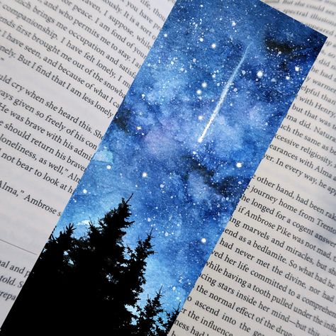 Bookmarks Watercolor Ideas, Watercolor For Boyfriend, Painted Bookmarks Ideas, Bookmark Art Ideas, Bookmark Painting Ideas Acrylic, Watercolor Ideas Aesthetic, Book Mark Art, Forest Bookmark, Watercolor Bookmarks Ideas