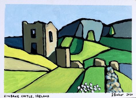 In honour of St. Patrick's Day, I painted a view of Kinbane Castle in Ireland from a photo I found at Pixabay.  I'm exploring abstraction at the moment, as you can see!  Liquitex acrylic gouache on paper, 7x5".  #liquitexacrylicgouache #acrylicgouache #painting #kinbanecastle #ireland #stpatricksday #abstraction #abstractpainting Kinbane Castle, Newgrange Ireland, Ireland Painting, Ireland Art, Castles In Ireland, Irish Landscape, Acrylic Gouache, St Patrick’s Day, Easy Paintings