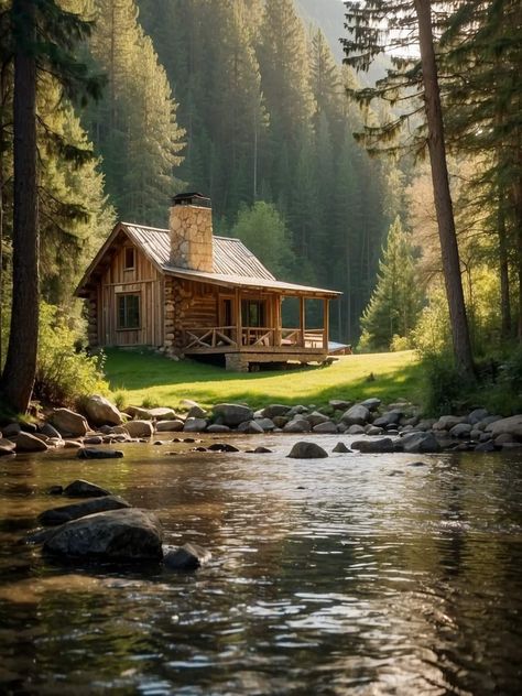 House On A River, Modern A Frame Cabin, Modern A Frame, Cabin Modern, Out In Nature, Little Cabin In The Woods, Mountain Cabins, Log Cabin Rustic, Cabin In The Mountains