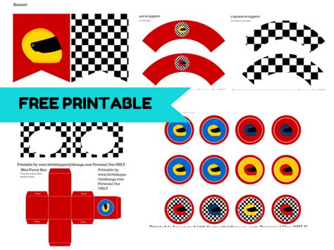 FREE Racing Car Printable Car Baby Shower Ideas, Race Car Party Printables, Car Birthday Party Ideas, Go Kart Party, Racing Car Birthday, Nascar Party, Auto Party, Car Printable, Racing Baby