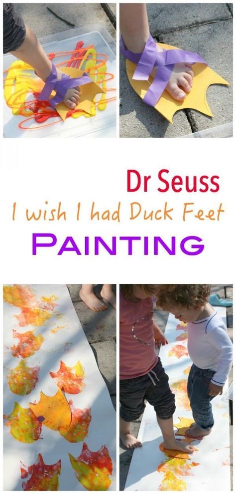 Dr Seuss Activities For Toddlers, Cardboard Dinosaur, Pond Animals, Duck Crafts, Seuss Crafts, Dr. Seuss, Dr Seuss Week, Duck Feet, Painting Animals