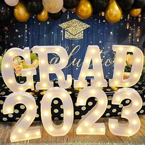 College Graduation Decorations, Grad 2023, Wall Table Decor, College Walls, Graduation Ornament, Lighted Marquee Letters, 90s Fashion Outfits Hip Hop, Graduation Tables, New School Aesthetic