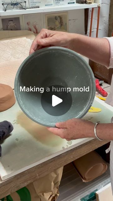 ClareUngerCeramics on Instagram: "Slab building with soft slabs requires some kind of mold/structure to support the form while it’s being made.
Here I’m making a hump mold from a plastic bowl that I like the shape of. I had to modify it slightly as I wanted the mold to have a curved base and so I used an existing piece of bisqued clay ( from a broken mold that I had in my studio) to do this. In an upcoming reel I’ll show how I make a bowl (like the one shown at the end of the reel) from this hump mold. 

#humpmold #mold #bowl #slabbuilding" Mold Making Diy, Mold Bowl, Slab Pottery Ideas, Slab Pottery Templates, How To Make Ceramic, Pottery Molds, Ceramic Forms, Clay Bowls, Clay Items