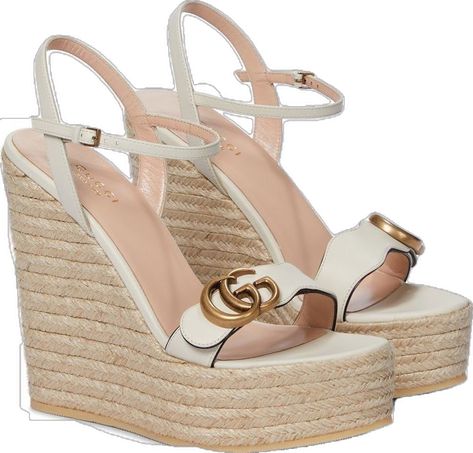 Designer Wedges, Designer Espadrilles, Heeled Espadrilles, White Wedges, Platform Espadrilles, Leather Espadrilles, Girly Shoes, Espadrille Wedge, Gucci Leather