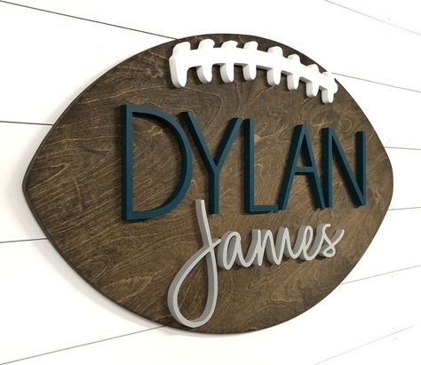 Football Nursery, Sports Nursery Theme, Football Rooms, Football Bedroom, Baseball Nursery, Sports Nursery, Football Baby Shower, Sport Bedroom, Custom Name Sign