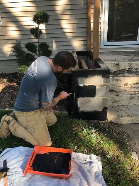 Large cement planters make for great, modern outdoor style. However, as a DIY option, they take a lot of cement, and building the forms is no small task. When I saw these smaller, solid cinder blocks I knew I could make them into a bigger gorgeous planter. #diy #planter #budgetplanter #planters #diyhomedecor #outdoordecor #porch #porchdecor #curbappeal Diy Black Planter Boxes, Large Cement Planters, Witchy Mansion, Midcentury Cottage, Diy Cedar Planter Box, Green Kingdom, Cedar Planter Box, Backyard Walkway, Raised Deck