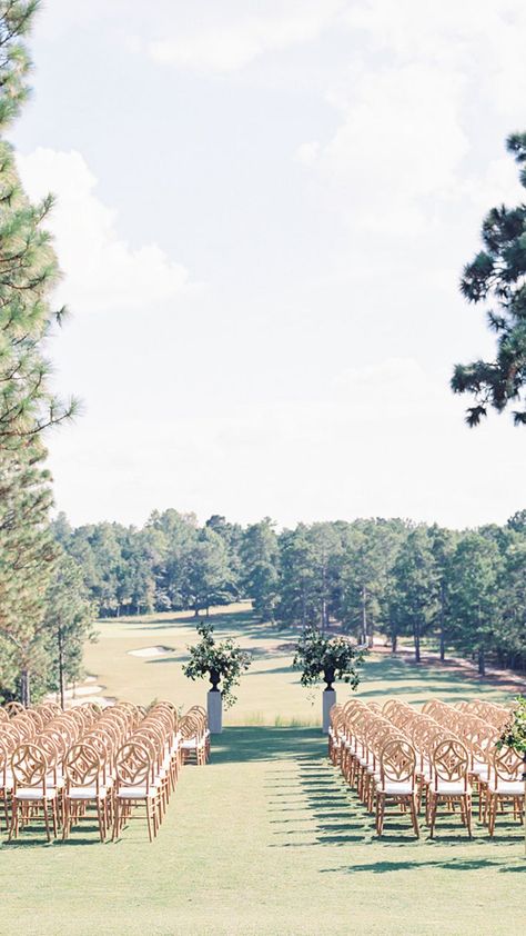 Golf Course Wedding Ceremony, Golf Course Wedding Photos, Wedding Ceremony Locations, Southern Charm Wedding, Summer Wedding Ceremony, Golf Wedding, Indoor Wedding Ceremonies, Golf Course Wedding, Wedding Altars