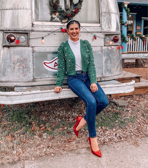 Festive Holiday Outfit, Holiday Outfit, Christmas Outfit Christmas Cardigan Outfit, Crop Cardigan Outfit, Holiday Outfit Christmas, Holiday Cardigan, Mix And Match Outfits, Shop The Outfit, Target Christmas, Outfit Cardigan, Festive Outfits