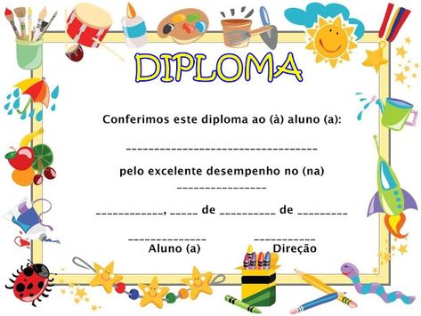 Certificado-do-Jardim-de-Inf%25C3%25A2ncia%255B1%255D Five Senses Preschool, Senses Preschool, Easter Bunny Pictures, School Border, Happy Birthday Illustration, Kindergarden Activities, Free Kindergarten Worksheets, Birthday Illustration, Kindergarten Worksheets