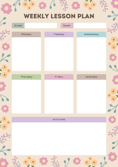 Customize 1,329+ Weekly Lesson Plan Templates Online - Canva Ladybug Frame, Timetable Planner, Teacher Lesson Plans Template, Weekly Lesson Plan, Weekly Lesson Plan Template, Lesson Plan Template, Year Planner, Teacher Lesson Plans, Photo Collage Maker