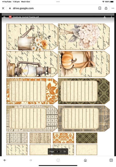 Diary Aesthetics, Free Junk Journal, Fall Tags, Altered Composition Books, Free Paper Printables, Homemade Journal, Christmas Freebie, Ephemera Printables, Handmade Journals Diy