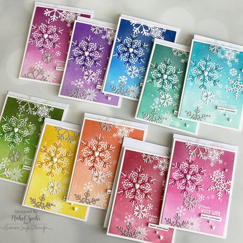 Simon Says Stamp January 2023 Card Kit | Set of 10 Cards & Envelopes – Nichol Spohr LLC Happy Holidays Greetings, Nichol Spohr, Stamped Christmas Cards, Happy Birthday Design, Snowflake Cards, Birthday Stamps, Homemade Christmas Cards, Christmas Card Crafts, Card Sentiments