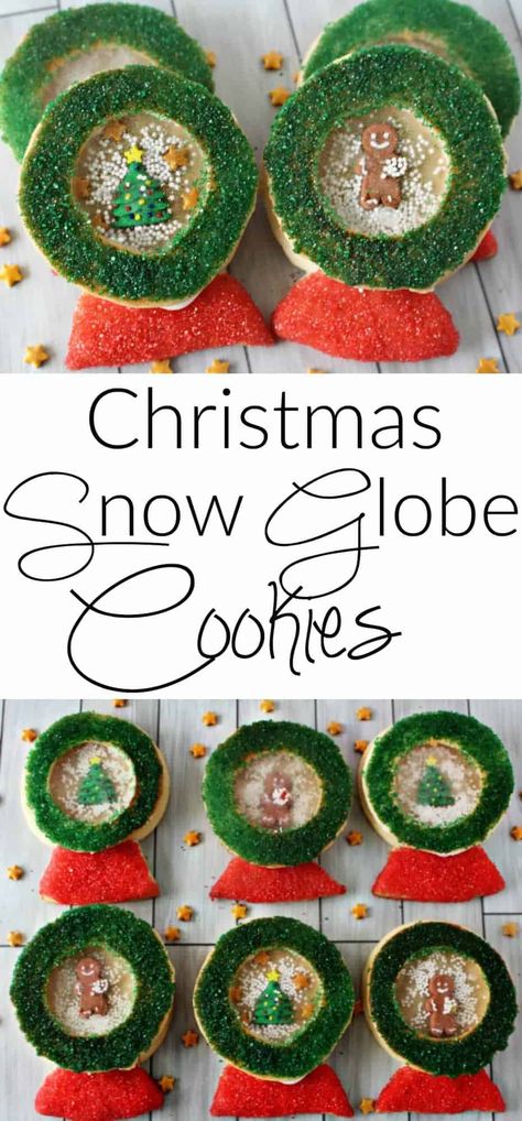 christmas-snow-globe-cookies Isomalt Snow Globe Cookies, Shaker Cookies Christmas, Shaker Cookies, Snow Globe Cookies, Globe Cookies, Snowglobe Cookies, Winter Cookies, Christmas Snow Globe, Christmas Snow Globes