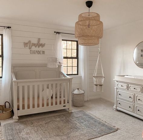 Nursery Shiplap Wall, Nursery Shiplap, Organization Nursery, Neutral Baby Nursery, Gender Neutral Baby Nursery, Baby Nursery Inspiration, Baby Room Neutral, Baby Room Themes, Shiplap Wall