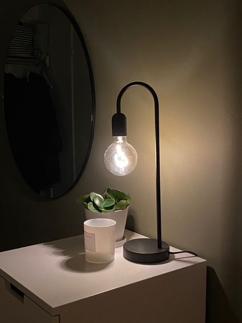 Mens Bedside Table, Nighstand Decor, Desk Lamp Aesthetic, Industrial Night Stand, Night Stand Lamp, Goals 2024, Mens Bedroom Decor, Simple Bedside Tables, Small Lamps