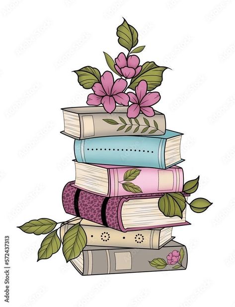 Book Planner Design, Book Clip Art, Bookshelf Art, Artsy Background, Pastel Sec, Islamic Cartoon, Beautiful Tattoo, Book Flowers, Hand Crafts For Kids