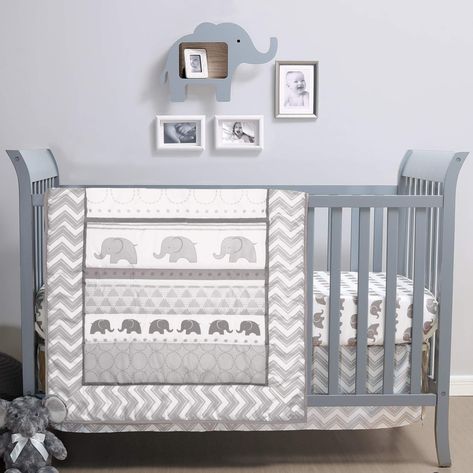 Elephant Bedding, Grey Crib, Crib Comforter, Baby Crib Bedding Sets, Elephant Walk, Unisex Nursery, Crib Skirt, Baby Crib Bedding, Baby Bedding Sets