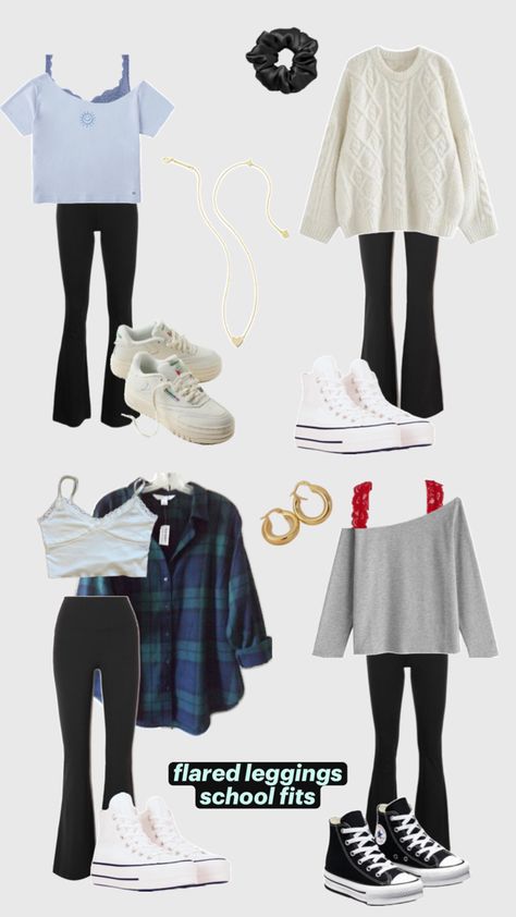 Leggings Outfit For School, Leggings Outfits, Outfits For School, Flared Leggings, School Outfit, Outfits With Leggings, School Outfits, Leggings, Beauty