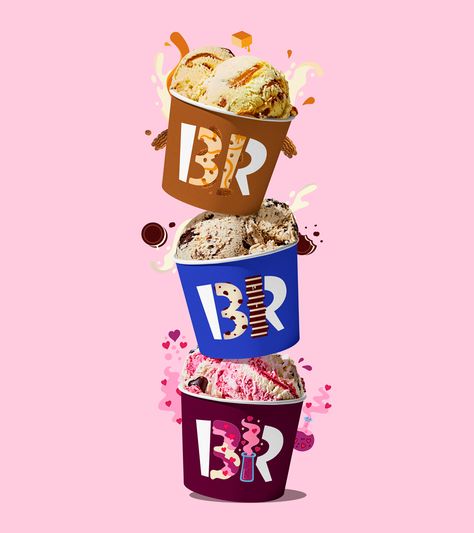 Baskin Robbins Logo, Baskin Robbins Flavors, Baskin Robbins Ice Cream, Donut King, Ice Cream Photography, Ice Cream Packaging, Ice Cream Design, Ice Cream Brands, Baskin Robbins