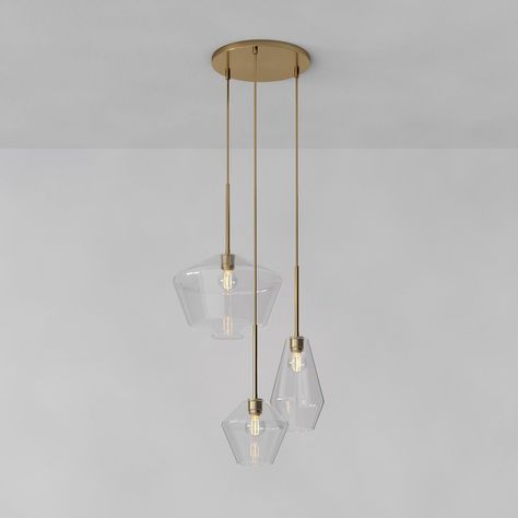 West Elm Sculptural Glass Chandelier, Scandinavian Chandelier Entryway, Lighting Over Staircase, Bathroom Ceiling Pendant Lighting, Stairway Pendant Light, Small Closet Chandelier, Chandelier Over Staircase, Stairway Light Fixture, Minimalist Chandelier Dining Room