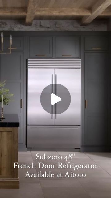 Aitoro Appliance on Instagram: "Design meets function with the new @subzeroandwolf 48" French Door refrigerator. Come visit our showroom to see it in person in our Subzero/Wolf kitchen.  #aitoro #appliances #weareaitoro #refrigerator #subzero #kitchen #kitchendesign #reels #reelsinstagram #instagramreels" Industrial Refrigerator In Kitchen, Subzero Kitchen Design, Subzero Wolf Kitchen Design, Subzero Refrigerator Kitchen, Luxury Refrigerator, Sub Zero Fridge, Wolf Kitchen, Subzero Refrigerator, Refrigerator Cabinet