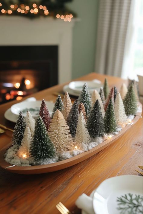 Create a little magic on your holiday table with this DIY mini tree forest! Using a tray, mini trees, faux snow, and fairy lights, you can make a whimsical French-inspired Christmas centerpiece in no time. It’s quick, fun, and adds a touch of forest charm. Would this enchanting idea fit on your holiday table? French Christmas Decor, Mini Tree, French Christmas, Faux Snow, O Holy Night, Mini Table, Festive Tables, Mini Christmas Tree, Tree Forest