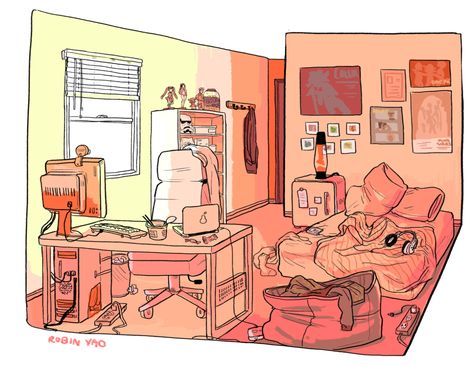 Bedroom Illustration, Art Rooms, Bedroom Drawing, Isometric Drawing, Bg Design, Character Sheets, Isometric Art, Background Drawing, Drawing Stuff