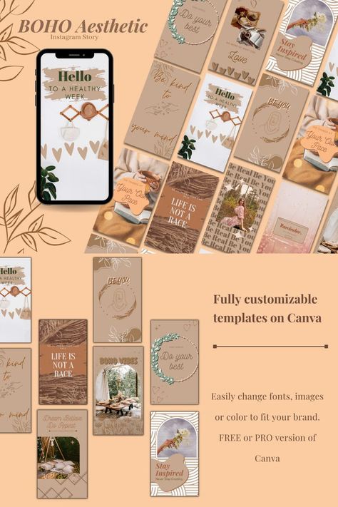 BOHO Instagram Story Template Quotes Template, Story Template Instagram, Theme Instagram, Beige Theme, Boho Instagram, Increase Followers, Quote Template, Beige Boho, Boho Theme