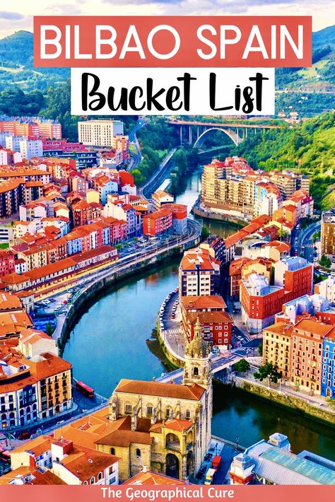 Pinterest pin for best things to do in Bilbao Spain Things To Do In Bilbao Spain, Bilbao Spain Things To Do, Basque Region, Bilboa Spain, North Spain, Basque Spain, Bilbao Guggenheim, Bilbao Spain, Northern Spain Travel