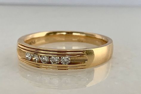 Channel Set Diamond Band, Couple Ring Design, Stackable Wedding Bands, Gold Diamond Band, White Stones, Gold Rings Fashion, Half Eternity Band, Bezel Set Diamond, Gold Stone