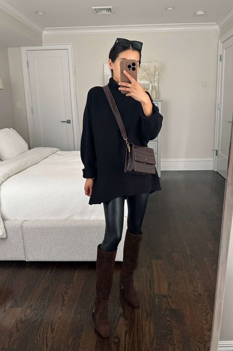 Petite Fall Outfit Ideas: Platform Loafers, Brown Boots Suede Knee High Boots Outfit, Petite Fall Outfits, Suede Boots Outfit, Levis Wedgie Jeans, Wedgie Jeans, Knee Boots Outfit, High Boots Outfit, Loafers Brown, Brown Knee High Boots