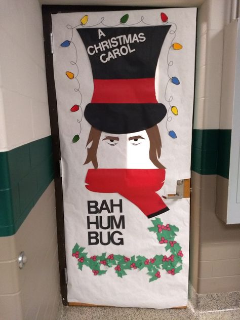 "A Christmas Carol" Classroom Door A Christmas Carol Decorations Classroom, Vintage Christmas Classroom Door, English Teacher Christmas Door, A Christmas Carol Door Decorations, Scrooge Door Decorations, Christmas Carol Door Decorating Contest, Christmas Movie Door Decorations, A Christmas Carol Decorations, Classroom Decorations Themes