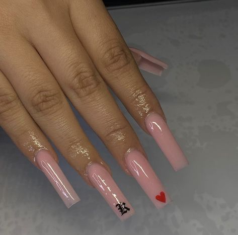 Nails With Initials, Tapered Square Nails, White Acrylic Nails, Basic Nails, Long Square Acrylic Nails, Unique Acrylic Nails, Acrylic Nails Coffin Short, Short Acrylic Nails Designs, Pink Acrylic Nails