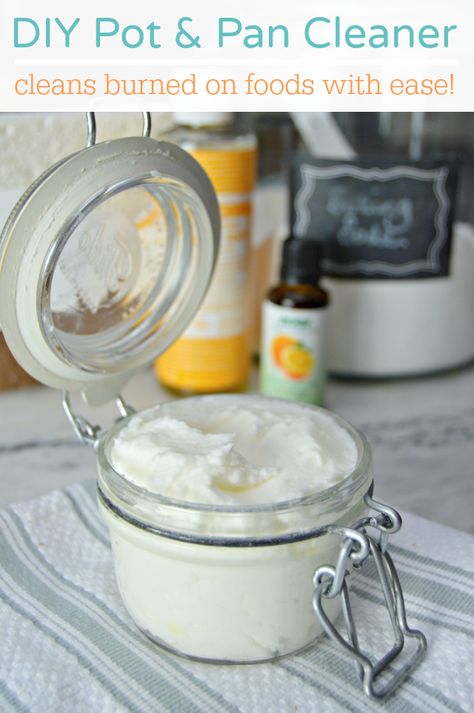 Homemade Pot and Pan Cleaner Paste - a non-toxic cleaner that will remove burned on food easily using natural ingredients. via @Mom4Real Baking Powder For Cleaning, Baking Soda Drain Cleaner, Natural Odor Remover, Baking Soda Cleaner, Baking Soda Health, Baking Soda On Carpet, Baking Powder Uses, Cleaning Paste, Baking Soda Cleaning