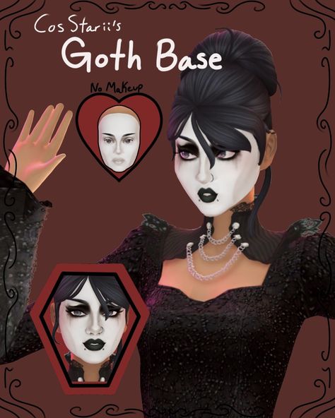 I've always loved making goth sims but all the white bases I find have lipstick and eyeliner included, and I really wanted to be able to mix and match. So I decided how to learn how to make cc! (Its… Sims 4 Cc Maxis Match Goth Makeup, Sims 4 Unnatural Eyes, Alexa Sims 4 Cc, Sims 4 Goth Lipstick, Sims 4 Gothic Makeup Cc, Sims 4 Mm Cc Goth, Tim Burton Sims 4 Cc, Sims 4 Goth Face Paint, Sims 4 Cc Goth Makeup Patreon