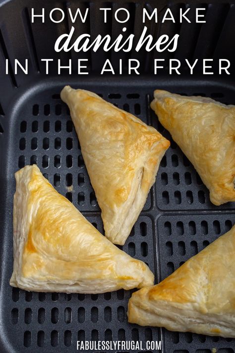 Delicious and Easy Air Fryer Puff Pastry Danishes - Fabulessly Frugal Air Fryer Puff Pastry, Danish Recipe Puff Pastry, Cream Cheese Puffs, Cream Cheese Puff Pastry, Creme Puff, Fun Breakfast, Pastry Cook, Puff Pastry Tart, Christmas Morning Breakfast