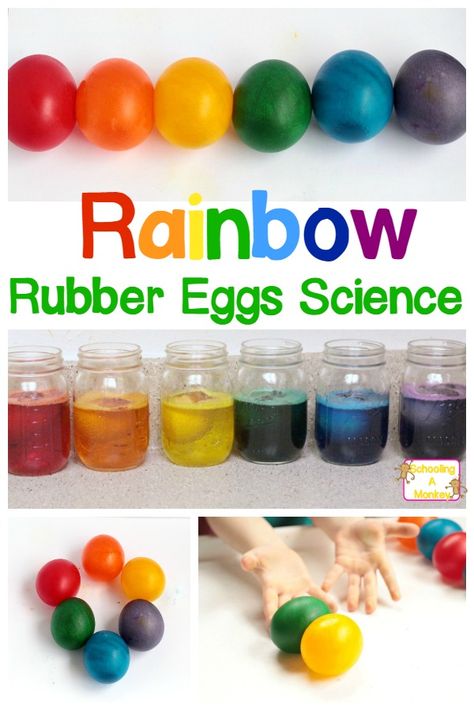 Eggs Experiment, Egg Experiment, Rubber Egg, Easter Science, Egg Experiments, Preschool Stem, Kid Experiments, Kids Science, Science Projects For Kids