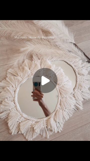 28K views · 1.1K likes | Macrame Decor By Katerina on Instagram: "How I make macrame Feather mirror . . . #macramemirror #craftmirror #mirrordiy #mirror" Feather Mirror, Macrame Inspiration, Tiktok Challenge, Macrame Mirror, Macrame Decor, Macrame Tutorial, Diy Mirror, Macrame Projects, Bye Bye