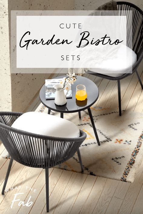 Balcony Bistro Set, Small Bistro Table Set, Small Table And Chairs For Porch, Outdoor Bistro, Bistro Table Ideas, Patio Bistro Set Ideas, Front Porch Bistro Set Decor, Garden Bistro Set, Bistro Set Outdoor