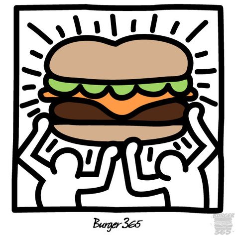 Haring Inspired Burger Keith Haring Art, Haring Art, Wow Art, Art Pop, Keith Haring, Pop Artist, Art Plastique, Sticker Art, Graffiti Art